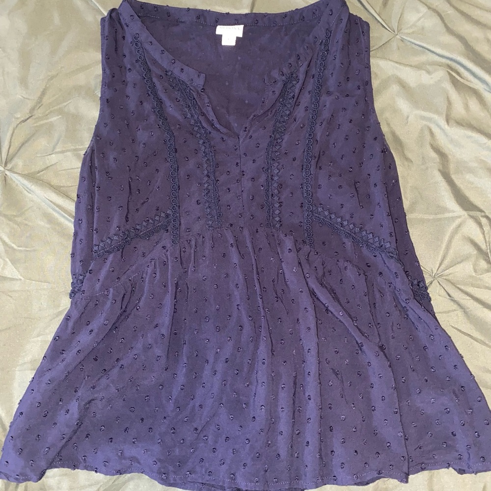 Navy blue sleeveless blouse